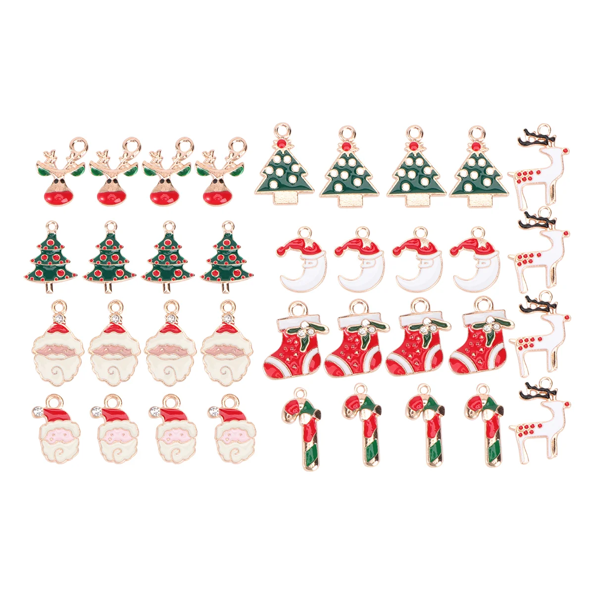 36 Pcs Charm Braclets Christmas Drip Accessories Handcraft Alloy Pendant Manual Jewelry Red Necklace