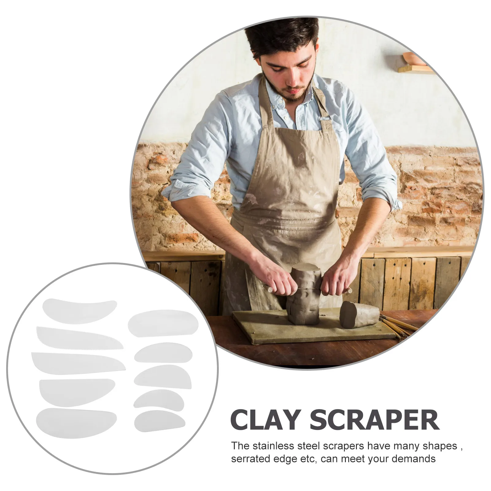 10 Pcs Modeling Carving Tool Clay Paint Scraper Stainless Steel Metal Pottery Tools