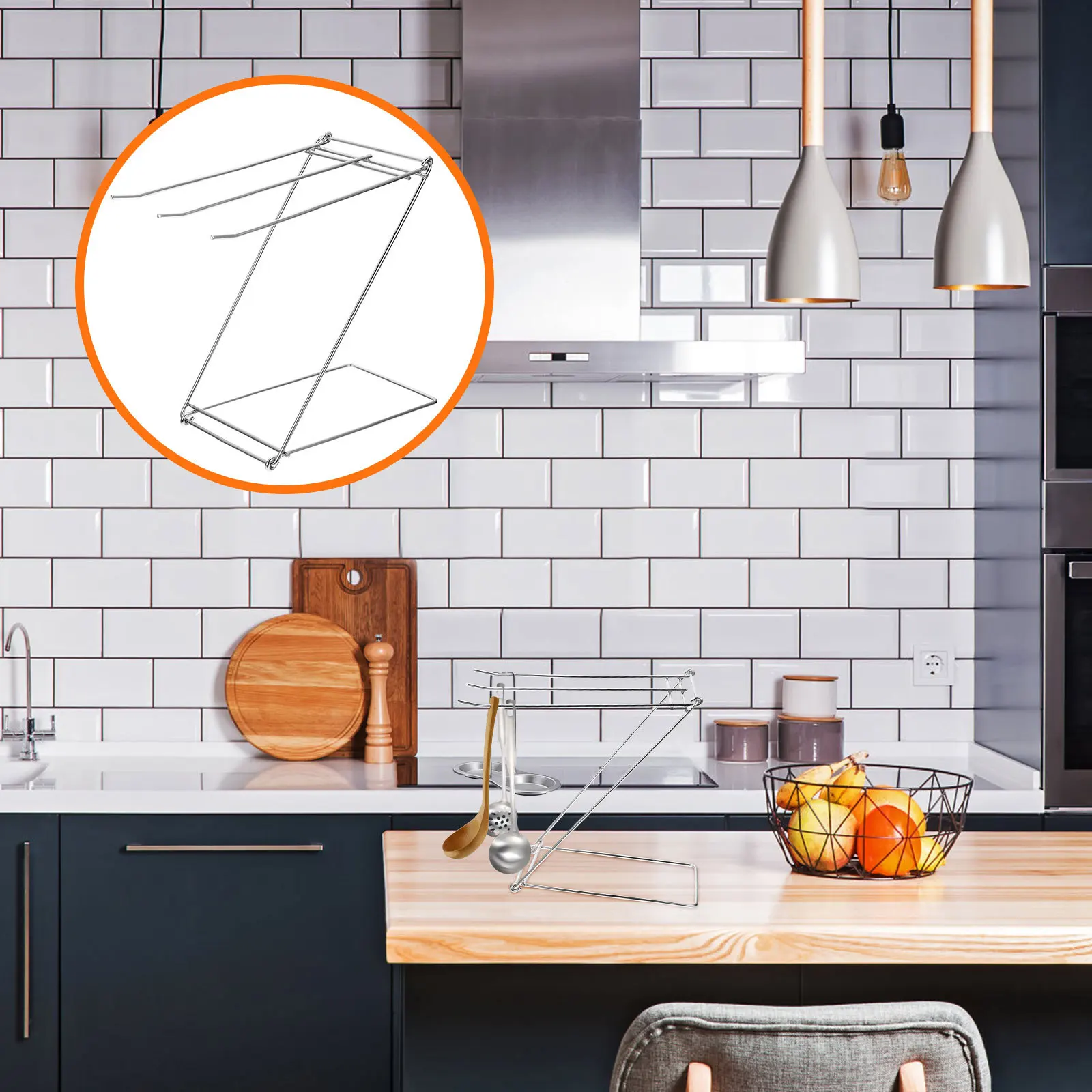 رف مناشف من الفولاذ المقاوم للصدأ قطعة واحدة على شكل حرف Z تصميم منظم المطبخ حامل جيد التهوية رف خرقة ملون فولاذي #2