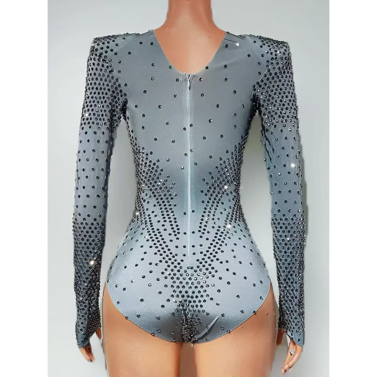 Nightclub DJ Bar Female Singer Sexy Full Diamond Long Sleeve Jumpsuit Dance Team Party Theme Show Performance Clothing