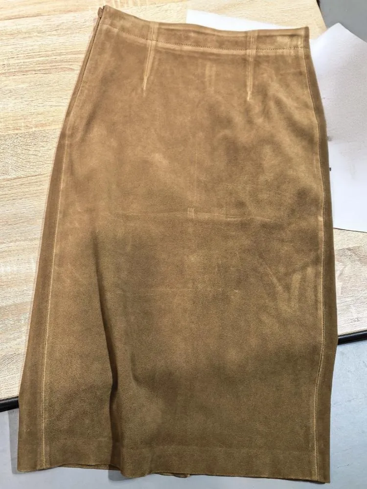 Concise Style Female Solid Color High Waist Handmade Genuine Leather Skirts Fashion Slim Zipper Sheepskin Knee Length Skirt