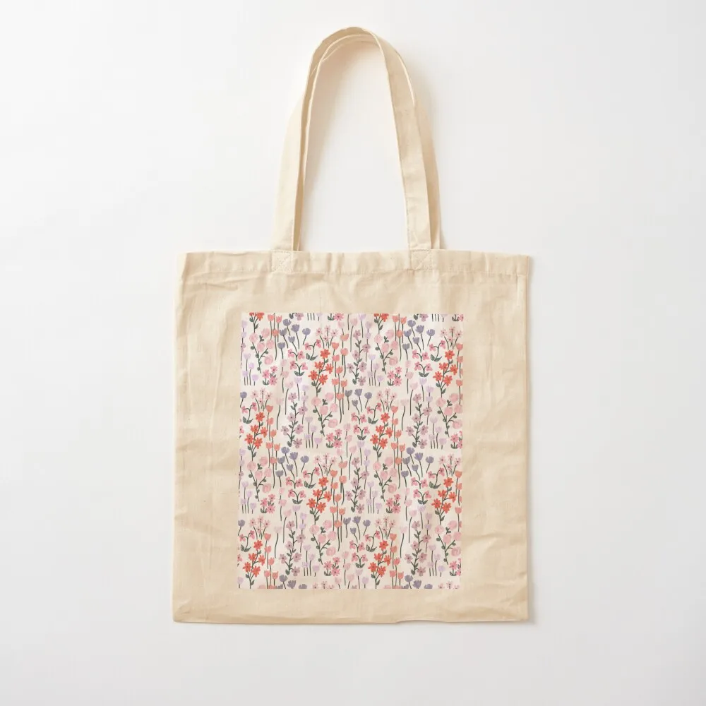 

Hand Painted Lil Flowers Tote Bag ecological bags large size bags Women's bag Canvas Tote Bag