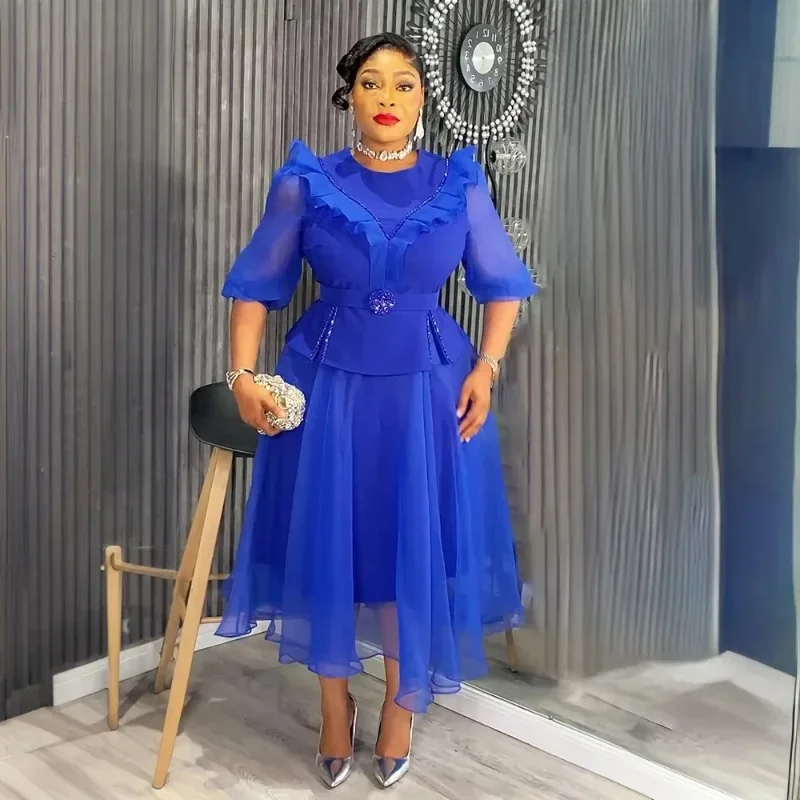 أنيقة الأفريقية Dashiki أنقرة الزي للنساء حجم كبير فستان طويل مسلم حفل زفاف ثوب الملابس الأفريقية 2025