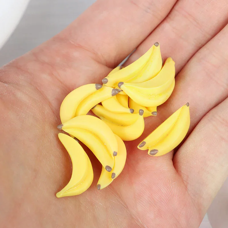 10Pcs/set Dollhouse Miniature 3D Bananas 1:12 Mini Simulation Fruit Banana Dolls House Decor Food Accessories Toys