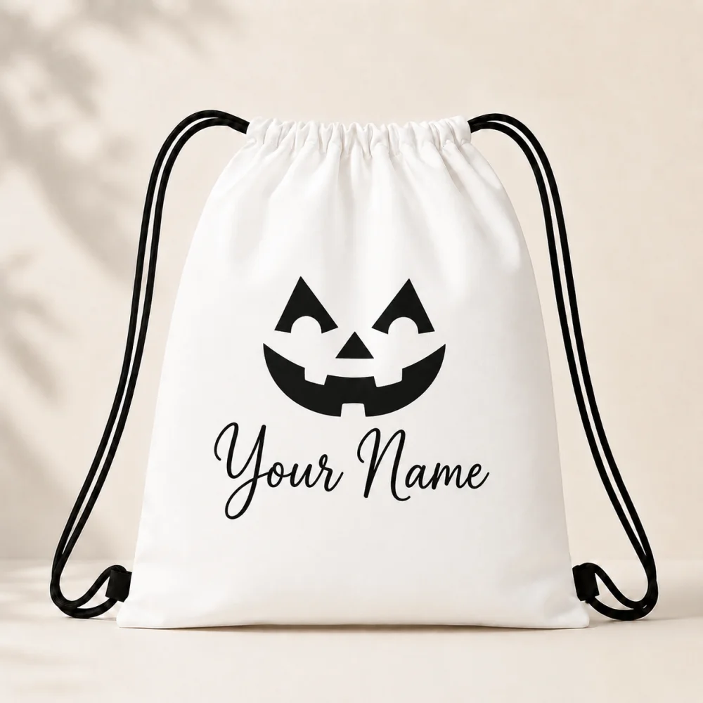 Personalized Lantern Drawstring Backpack Custom Name Kids Halloween Candy Bag Children Trick Or Treat Sack Halloween Storage Bag