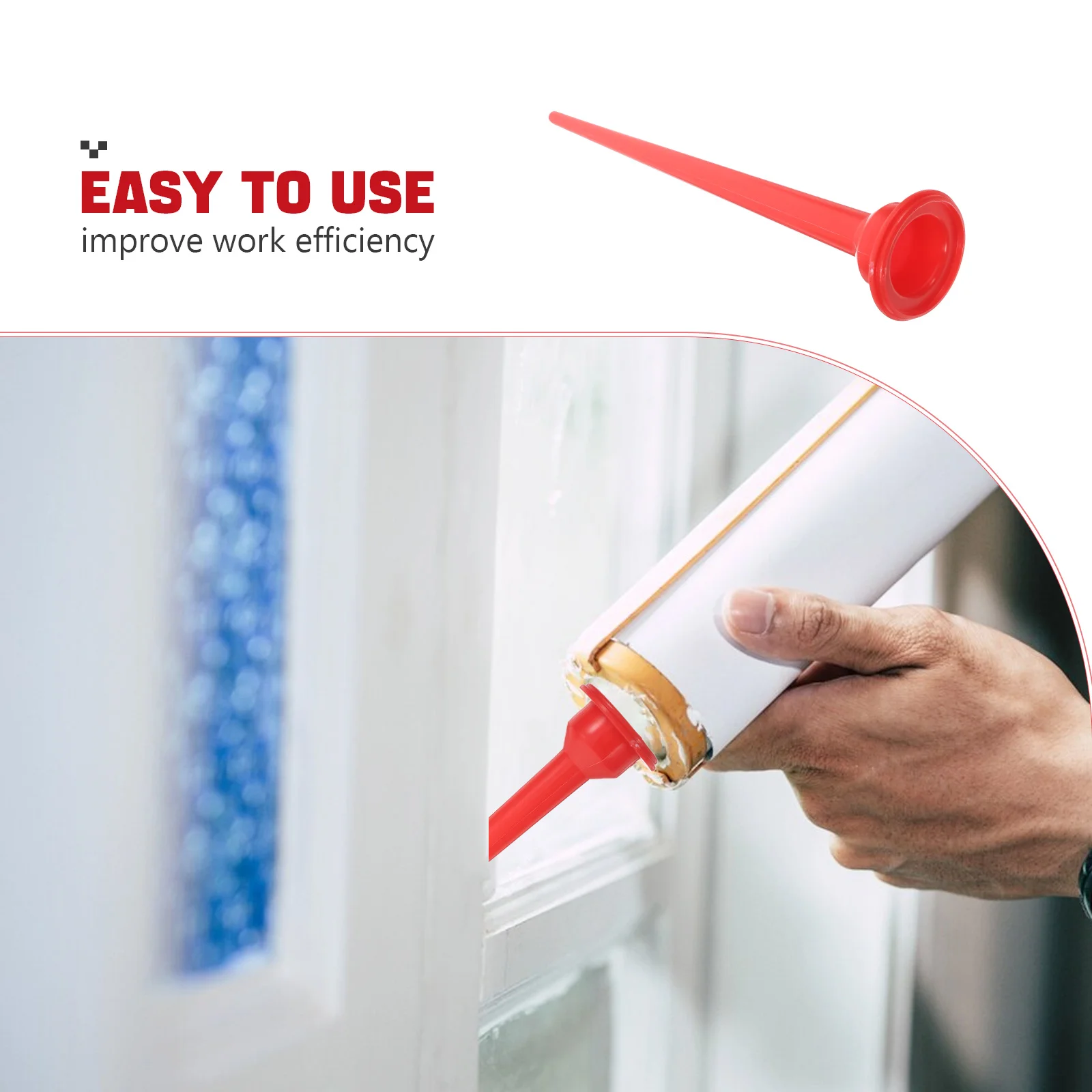 Alat Aplikator Ekstensi Caulk Plastik dengan Ujung Nosel Caulking Ekstra Panjang 30Cm untuk Penyegelan Jendela Pintu Perekat Struktural Kaca.