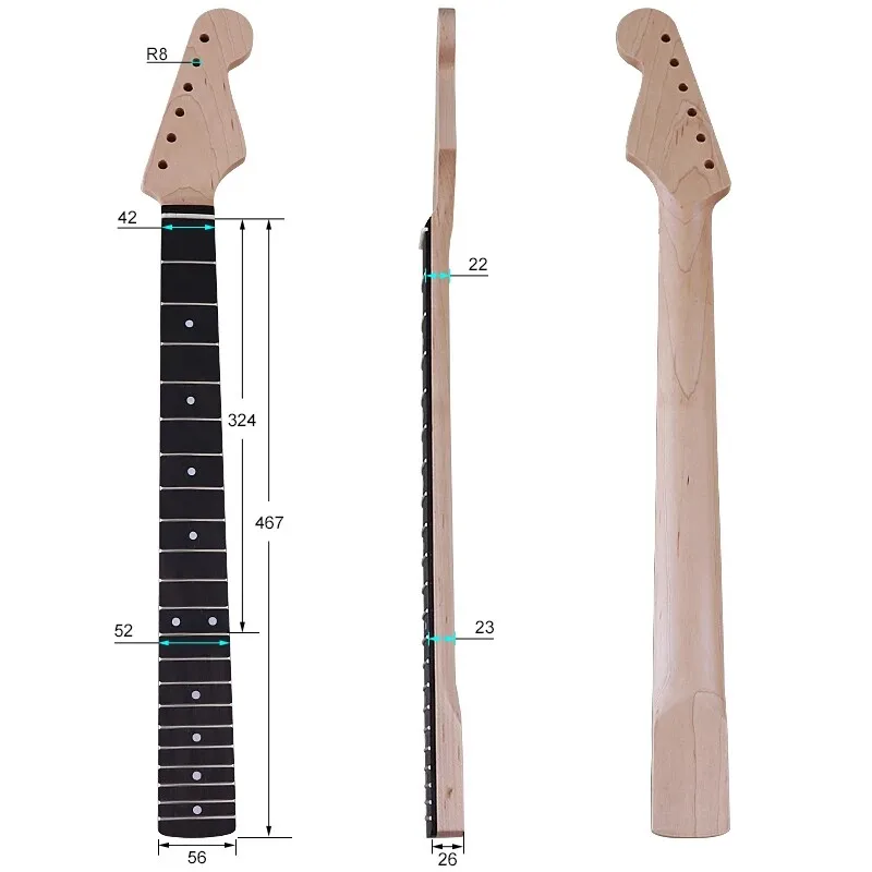 ST6 6-string 21-fret guitar neck, DIY electric guitar neck, matte maple wood student musical instrument accessory
