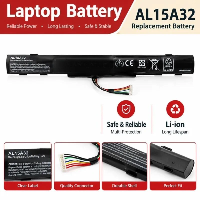 Replacement Battery for Acer Aspire E5-473G 573G 553G 772G 422G 522G 574G AL15A32 Laptop Battery Pack