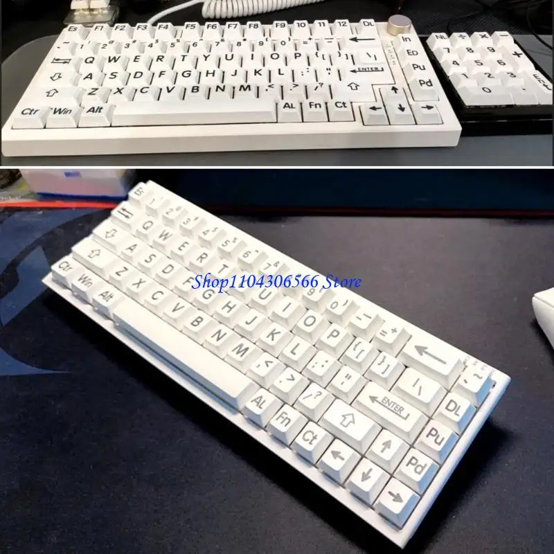 

02DD 125PCS Black and White Keycaps Heat Sublimated For Mechanical Keyboards Keycap