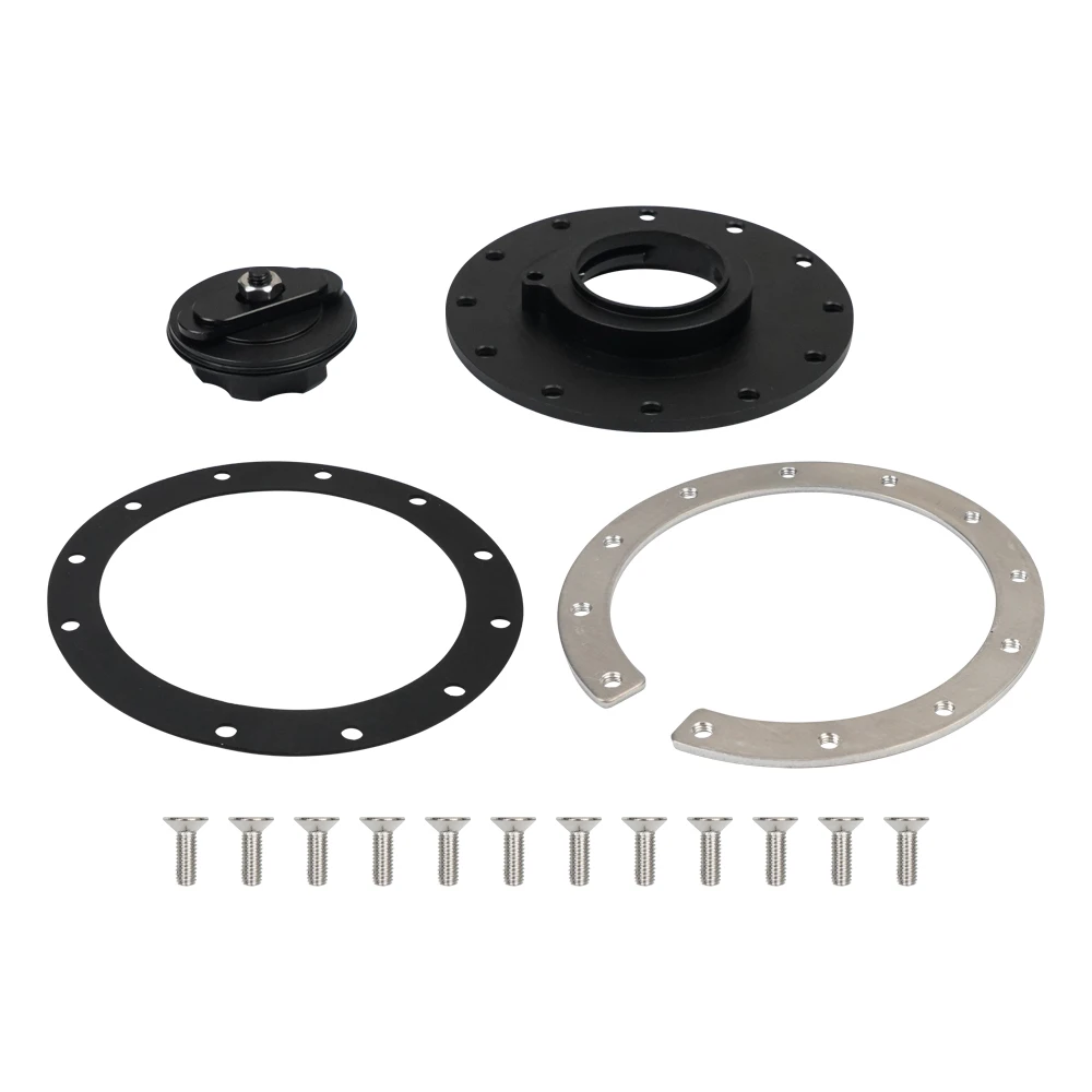 1PC Billet Aluminum Easy Fill Fuel Cell Gas Cap With 12 Hole Cell Bung and Gasket