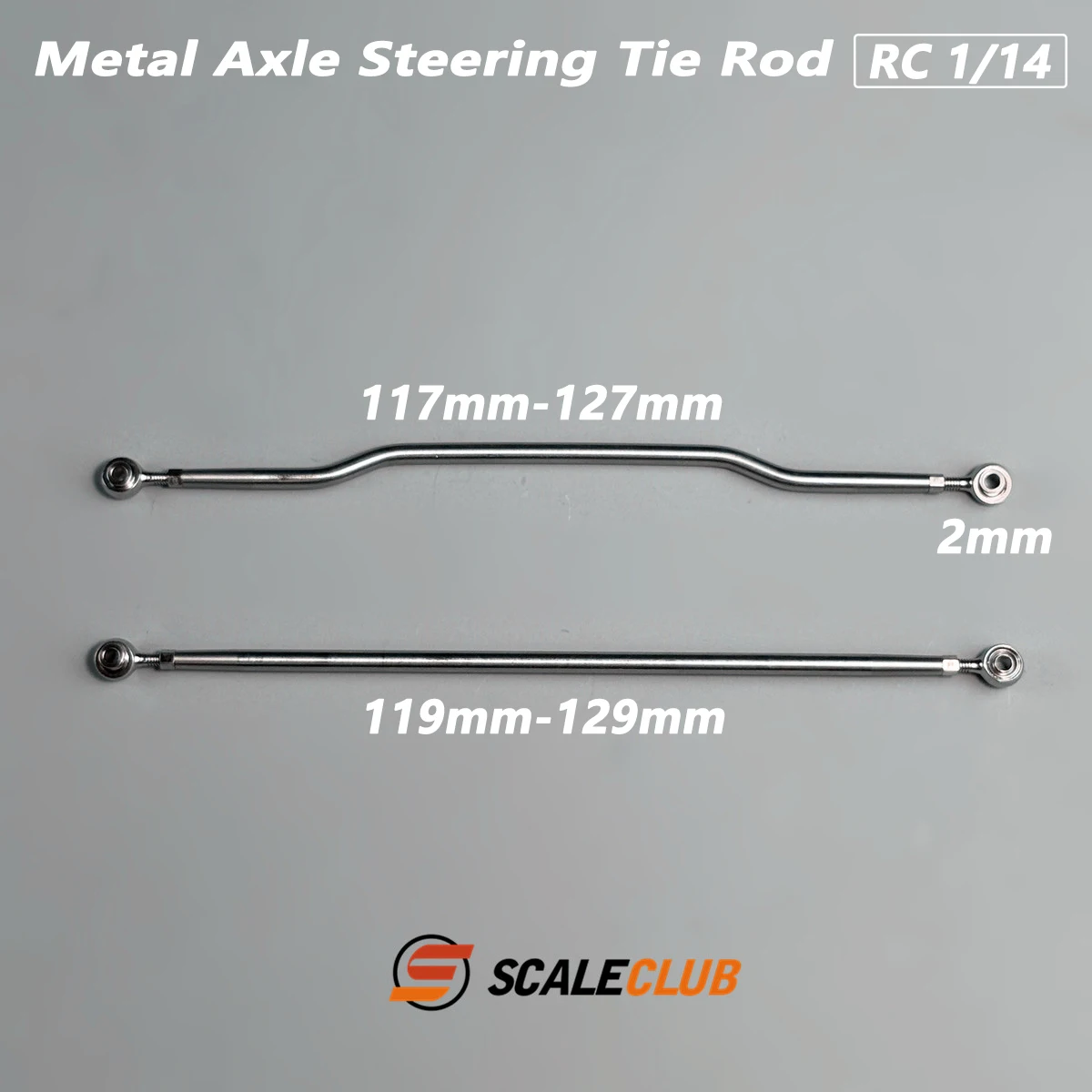 Scaleclub Simulated Axle Steering Tie Rod Metal Pull Rod 2mm Fish Eye Ball Head Rod For 1/14 Tamiya RC Truck DIY Upgrade Parts