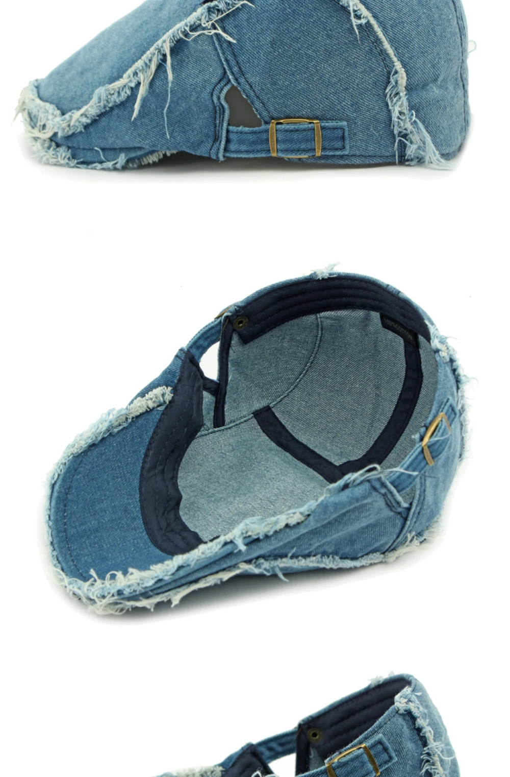 HT4792 Baskenmützen für Herren und Damen, Vintage Künstler-Mütze, Verstellbare Baumwoll-Ivy-Caps, Shabby Denim Baskenmütze – Detail 14