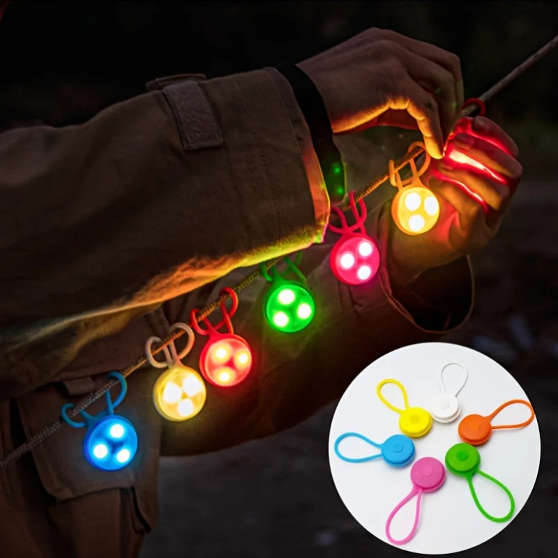 

5 шт. уличный фонарь для кемпинга, небольшой ночник, светодиодный светильник для упаковки, предупредительный световой сигнал безопасности, брезент, ветровая веревка, противоскользящий атмосферный светильник