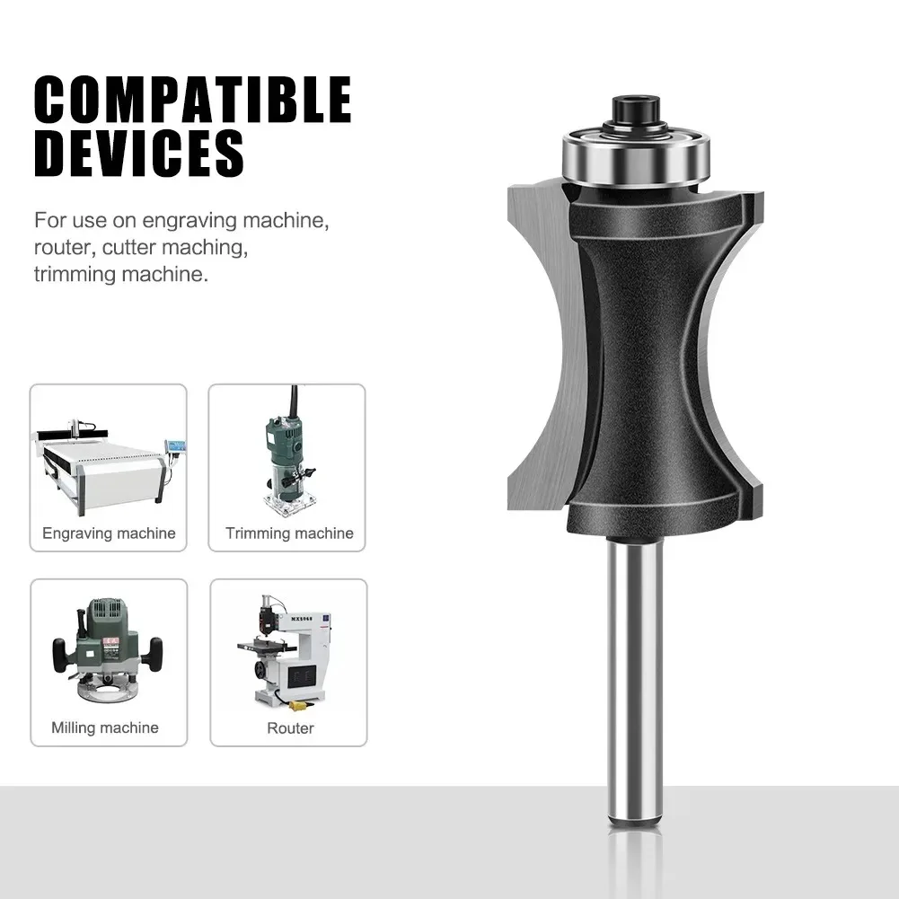 6 мм, 12 мм, 1/4 дюйма, 1/2 дюйма, полукруглые биты с хвостовиком, выпуклые кромковые биты для деревянной концевой фрезы, деревообрабатывающий инструмент, фреза промышленного класса