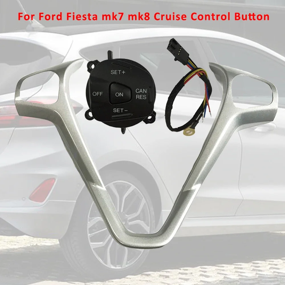 

Steering Wheel Button Car Blue LED Cruise Control Switch Frame Panel For Ford Fiesta MK7 MK8 ST Ecosport 2013 2015 accessories