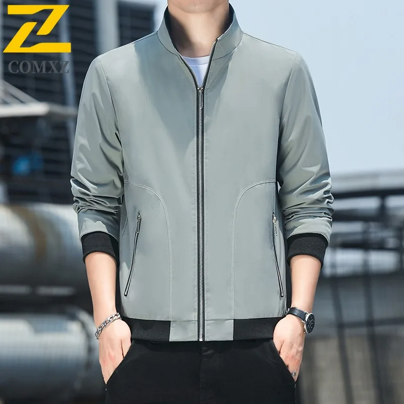 

COMXZ Men Jacket Light Luxury Business Office Casual Stand Collar Thin Golf Sport Outdoor Hiking Travel Coat Windbreaker Jackets