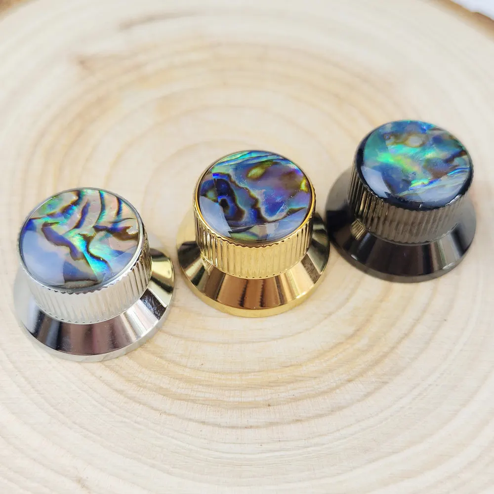 1 Piece Metal Guitar Control Knobs Abalone Shell Top Dome Knobs Potentiometer Caps For Electric Guitar Bass Volume Tone