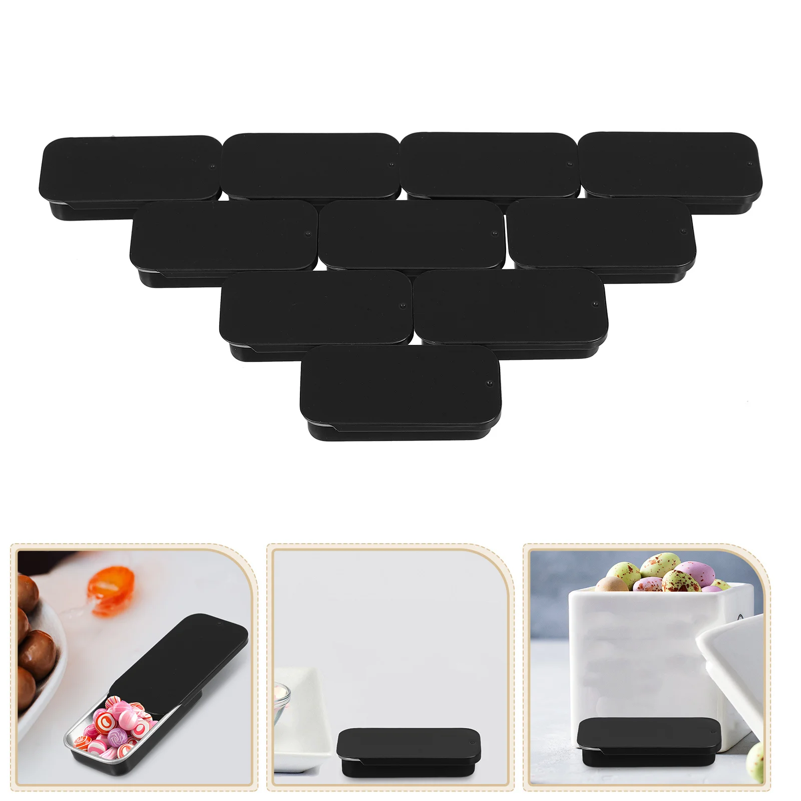 

10Pcs Sliding Lid Gum Tinplate Storage Box Small Portable Rectangular Candy Holder Mini Storage Containers Mini Tinplate Box