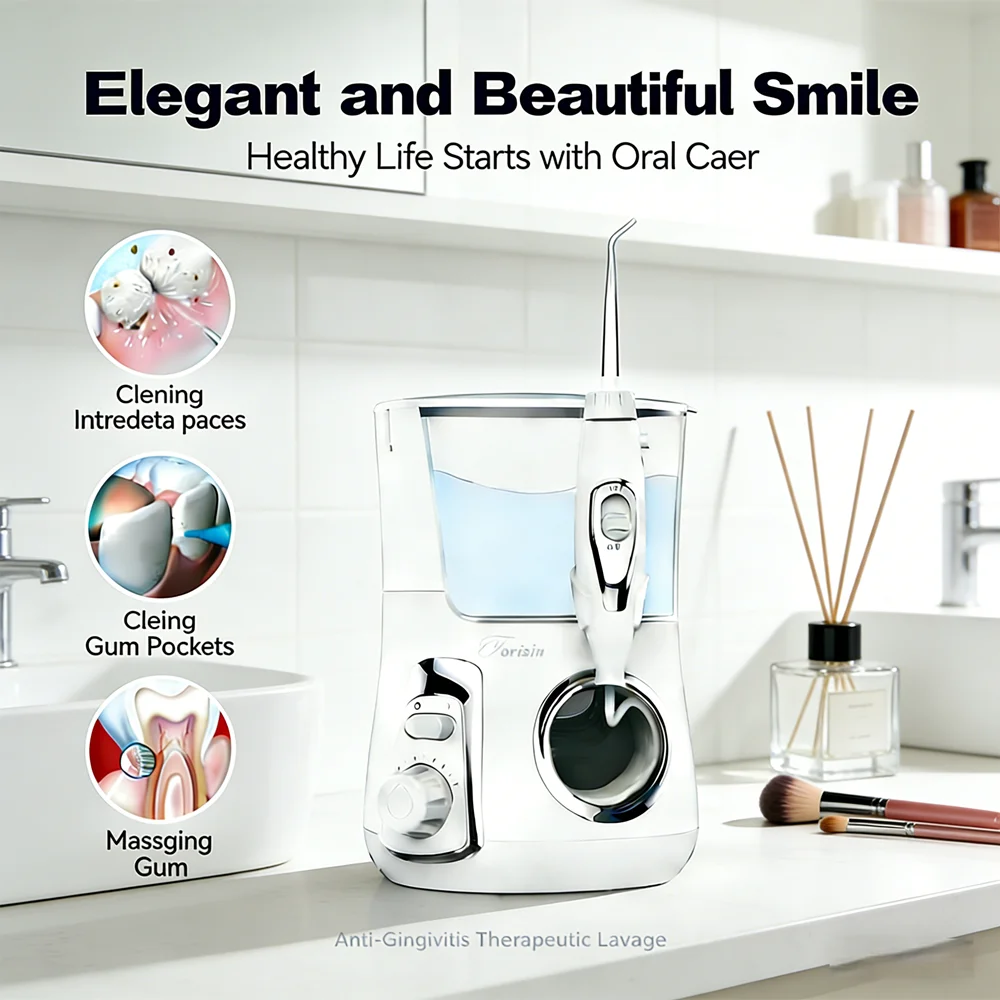 

Электрический настольный ирригатор для полости рта 800 мл, 10 режимов, 5 насадок, для ухода за зубами, спа-инструмент