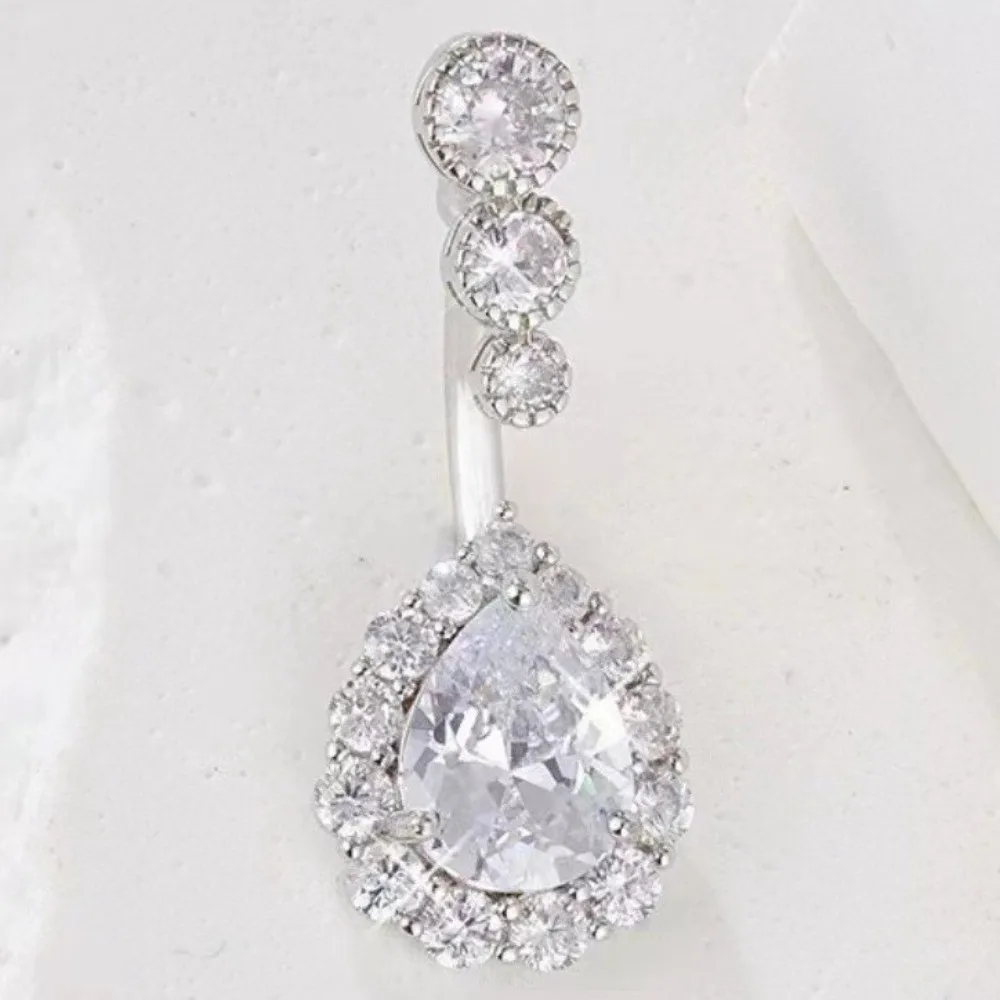 Shiny Stainless Steel Zircon Navel Ring Colorful Rhinestone Belly Button Ring Piercing Punk Body Piercing Jewelry Women