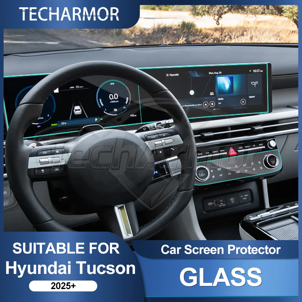 

Car Tempered Glass Protective Film For Hyundai Tucson 2025 Auto Center Console GPS Navigation Display Air-conditioning Panel Set