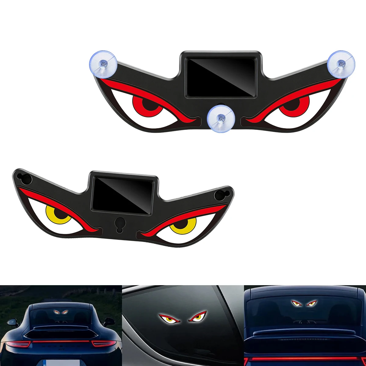 Solar Powered DEMON EYE Car Neon Light Wireless Cool  Led Ambient Light Suction Cup USB Rechargeable Atmosphere Breathing Lamp
