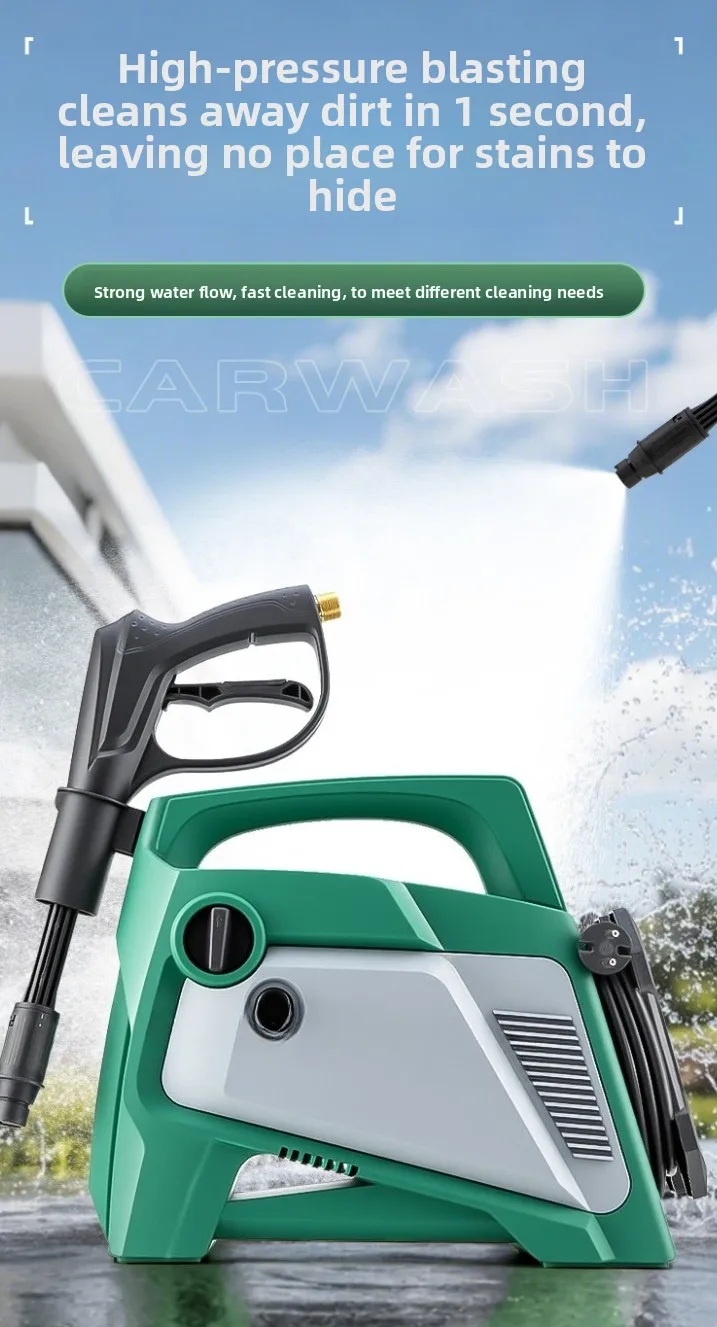 Compact Portable AC Vehicle Washing Pump, High Performance Pressure Spray Equipment for Home Car Cleaning