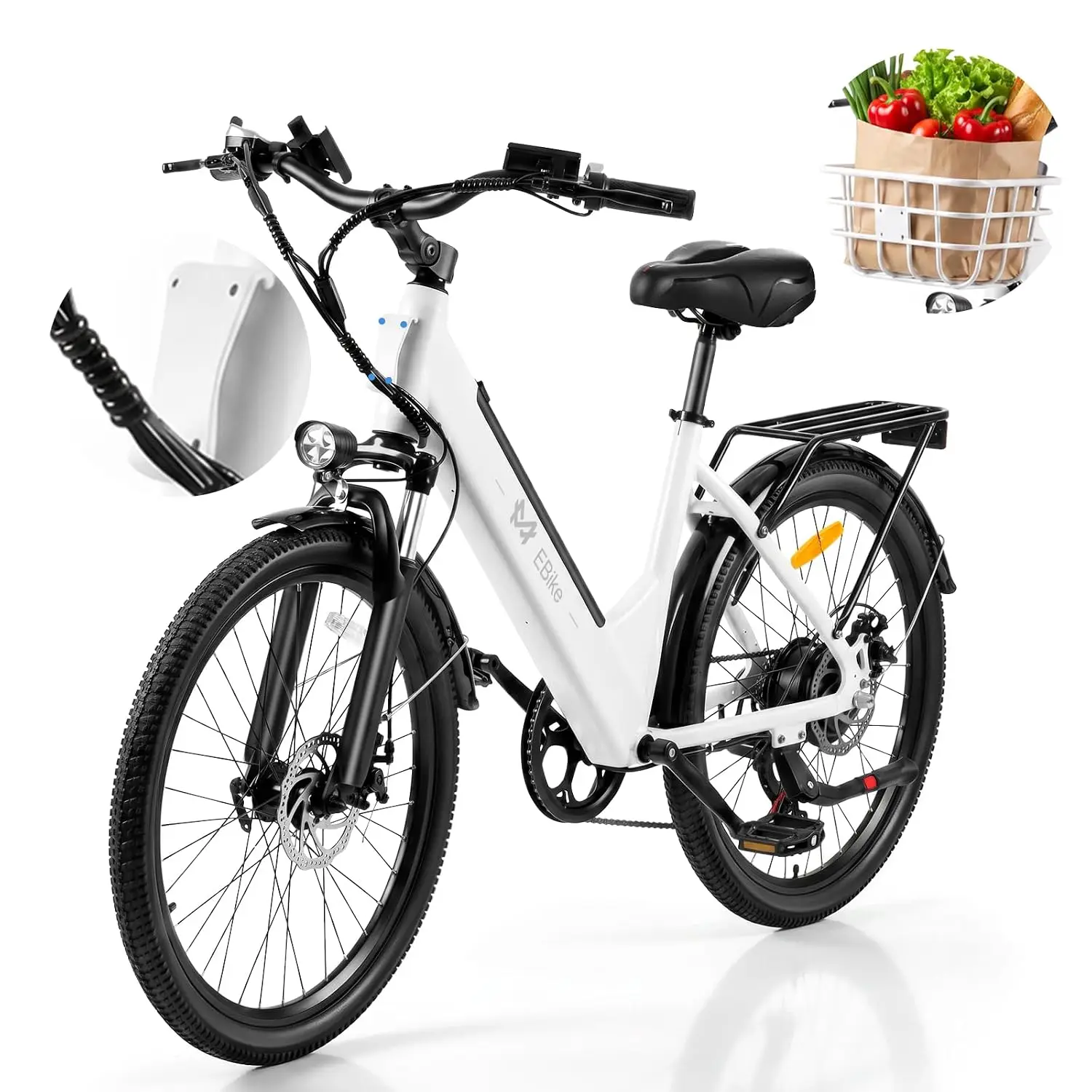 1500W Peak Electric Bike Adults 60 Miles 48V Battery 24" 26" Ebike 7-Speed 614WH Bicycle Commute All Terrain, Customized