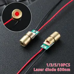 1/3/5/10pcs Laser diode 650nm 6mm 3V 5 million watt Adjustable Laser Dot Diode Module Red Copper Head