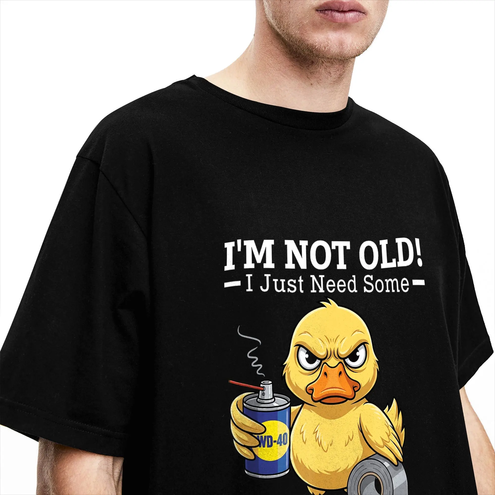 Ich bin nicht alt, ich brauche nur ein bisschen WD-40 und ein wenig Klebeband T-Shirt Harajuku T-Shirts Kurzarm Street Style Tops Sommer Baumwolle – Detail 3