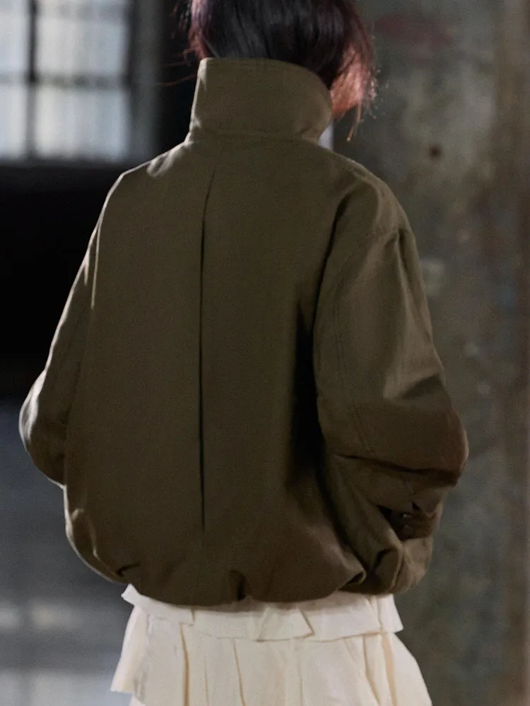 الخريف منتج جديد الوقوف الرقبة الستر المرأة أزياء تنوعا طويلة الأكمام مشبك الطيار سترة معطف