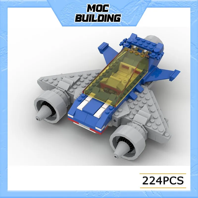 MOC Building Blocks Space Series Twin Engine Aircraft Model DIY Assemble Bricks Creative Airplane Toys Collection Xmas Gifts