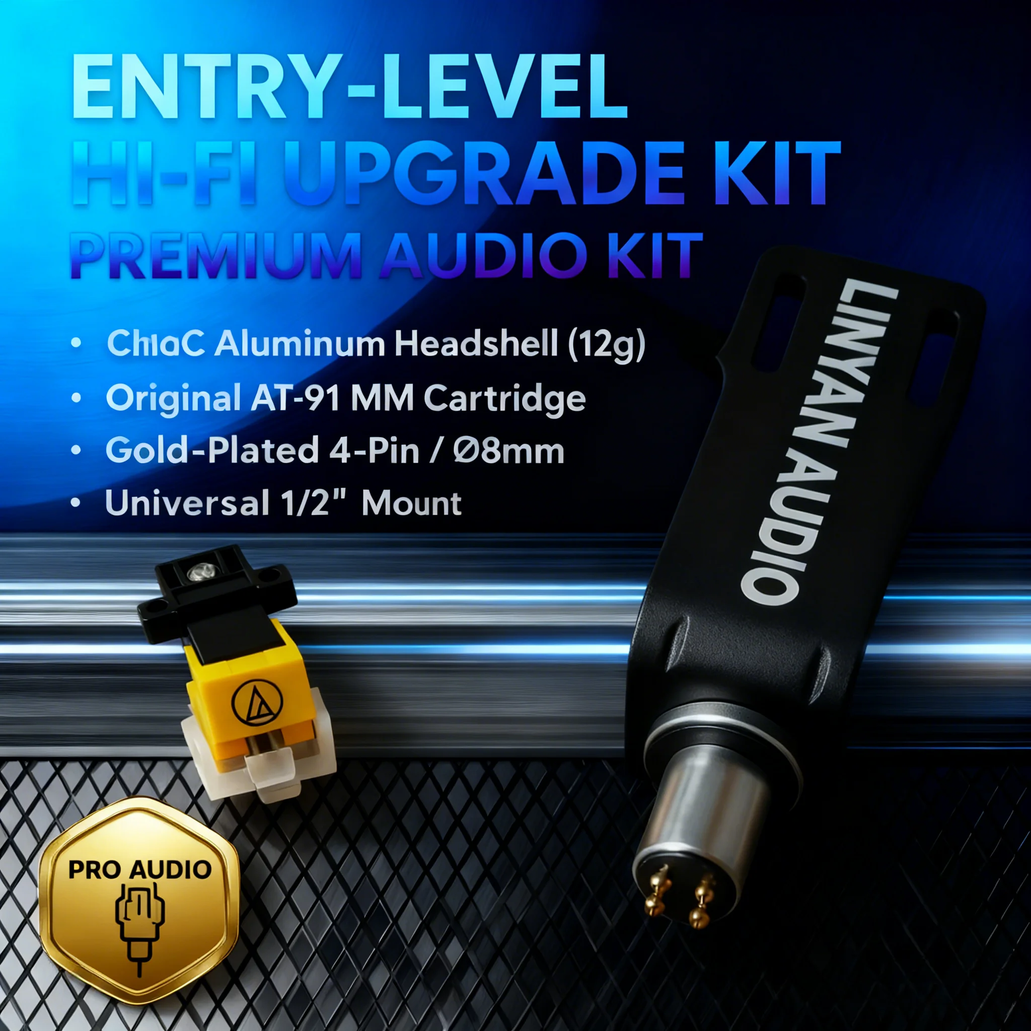 

Алюминиевый корпус проигрывателя с ЧПУ + картридж AT-91 мм — легкий вес с низким резонансом, широкая посадка, обновление Plug-and-Play