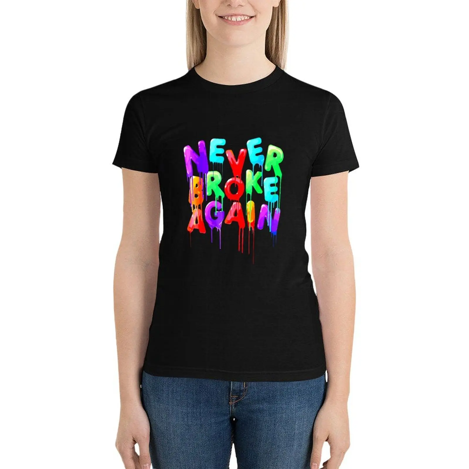 Never Broke Again Sticker T-Shirt summer tops cute tops kawaii clothes tees Woman clothes