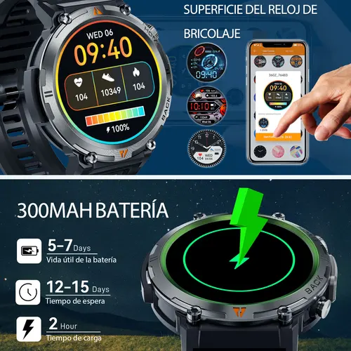 Imagen 2 del producto EIGIIS KE3 reloj inteligente 3ATM impermeable diseño Original para hombres Bluetooth llamada Monitor de salud con linterna más de 100 modos deportivos