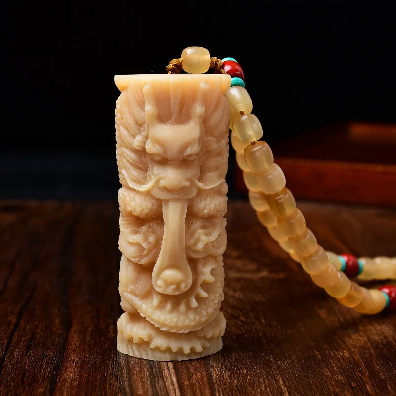 Tibetan Style Sheep Horn Hanging Ornament Pillar 108 Pendant Buddhist Beads Unisex Fashion Versatile