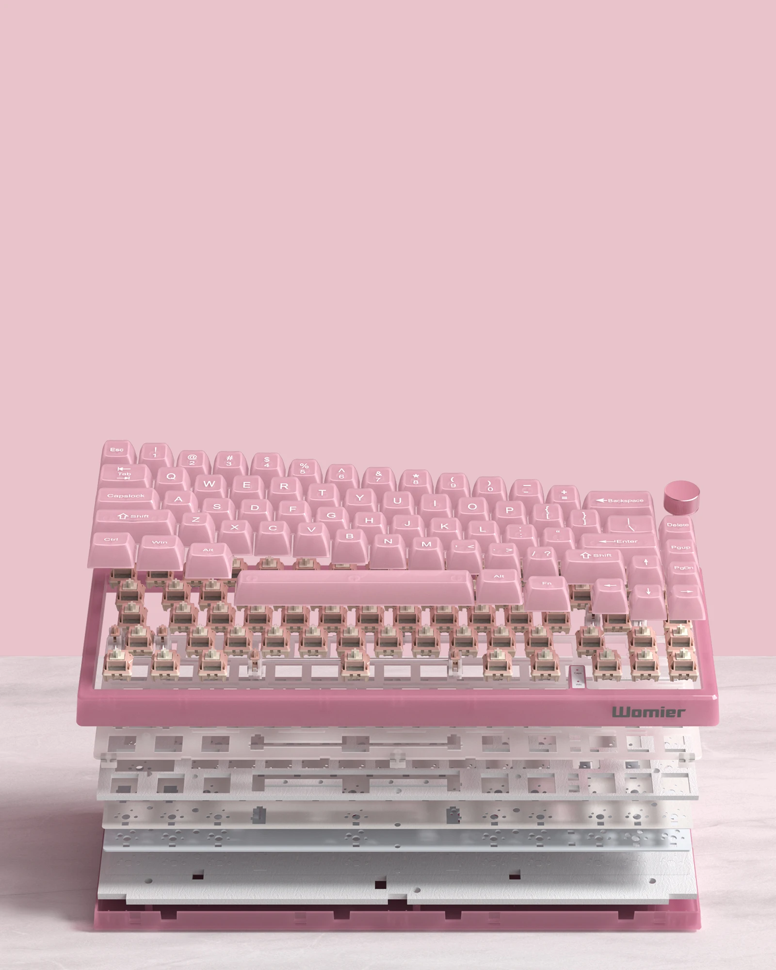 Womier VK66 PRO Pink Hot Swap Gaming Keyboard Gasket Mount RGB