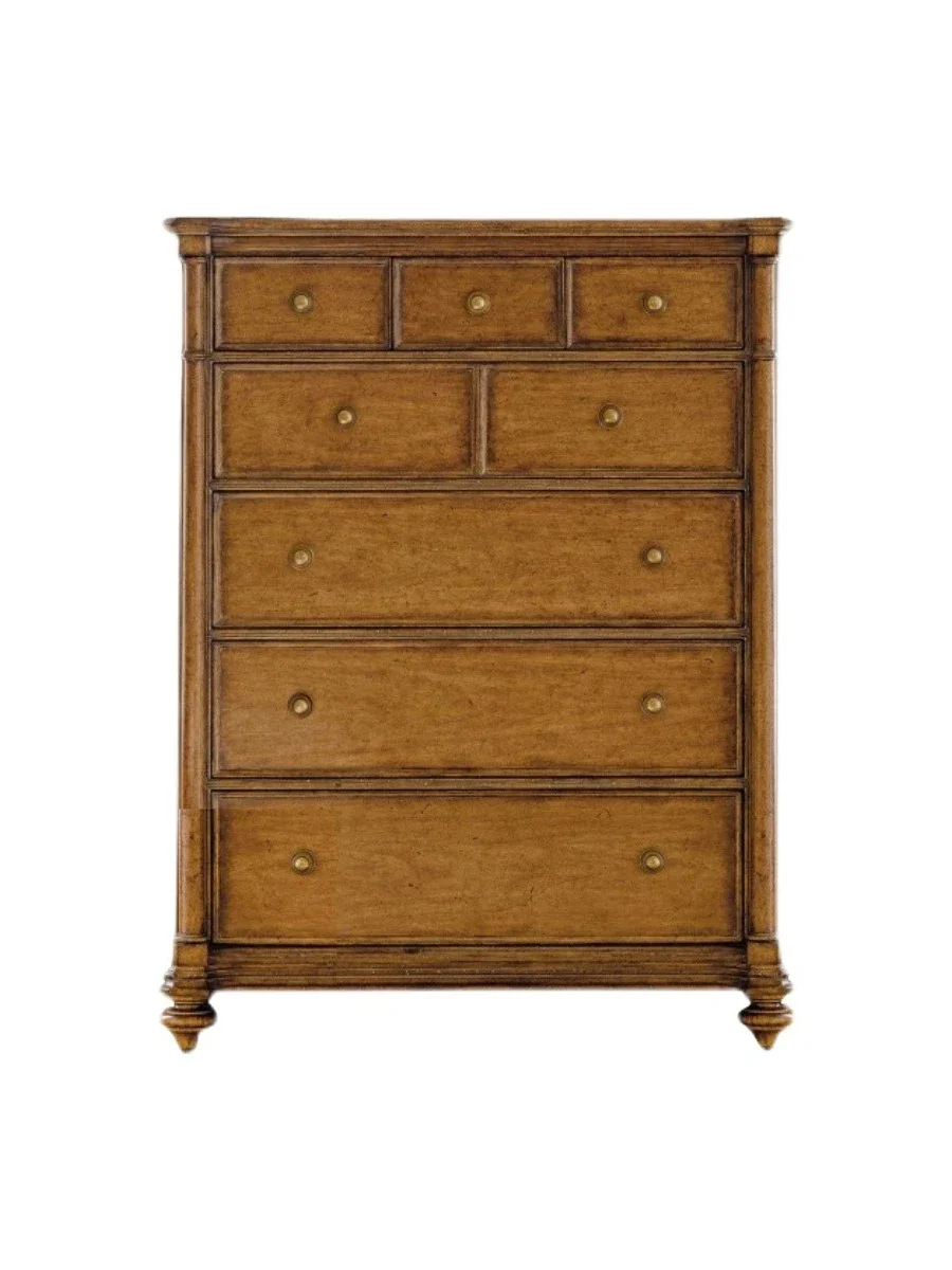 American style rural solid wood antique antique carved drawers for storage, six bucket cabinet French style