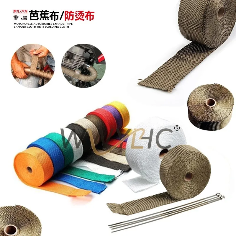 10M Retro Motorcycle Exhaust Pipe Anti Scalding Banana Cloth Motorcycle Exhaust Insulation Cotton Fireproof Cloth