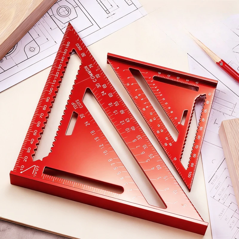 7/12 Inch Triangle Ruler Measurement Tool Aluminium Alloy Carpenter Tools Inch Metric Angle Ruler Speed Square Woodworking Tools