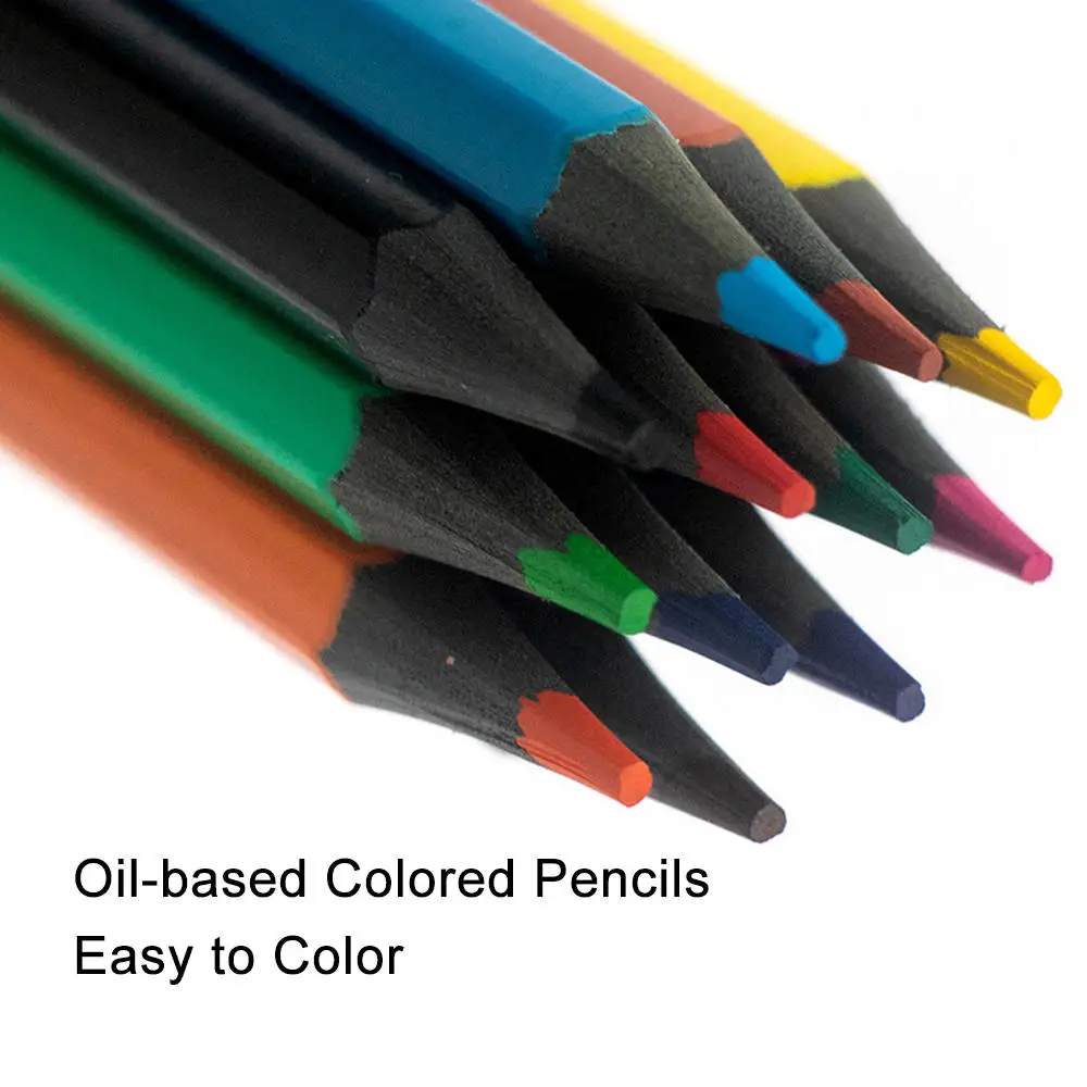 مجموعة أقلام رصاص ملونة زيتية مكونة من 12 لونًا بمقبض سداسي وأقلام رصاص ملونة عالية التشبع مثالية للرسم والرسم والتصميم الفني