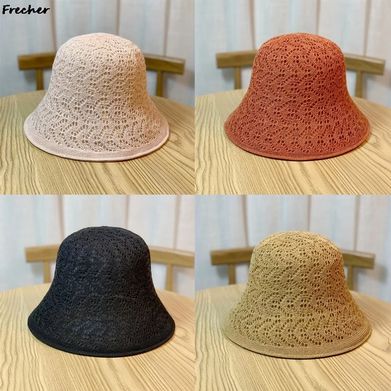 Hollow Fisherman Hat Mesh Bucket Hats Summer Autumn Fashion Sun Caps Women Party Panama Travel Beach Crochet Headwear Elegant