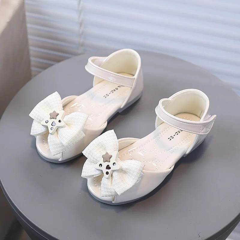 Children Sandals Versatile Sweet for Girls Casual Shoes Peep Toes 2026 Summer New Kids Princess Shoes Soft Bottom Non-slip