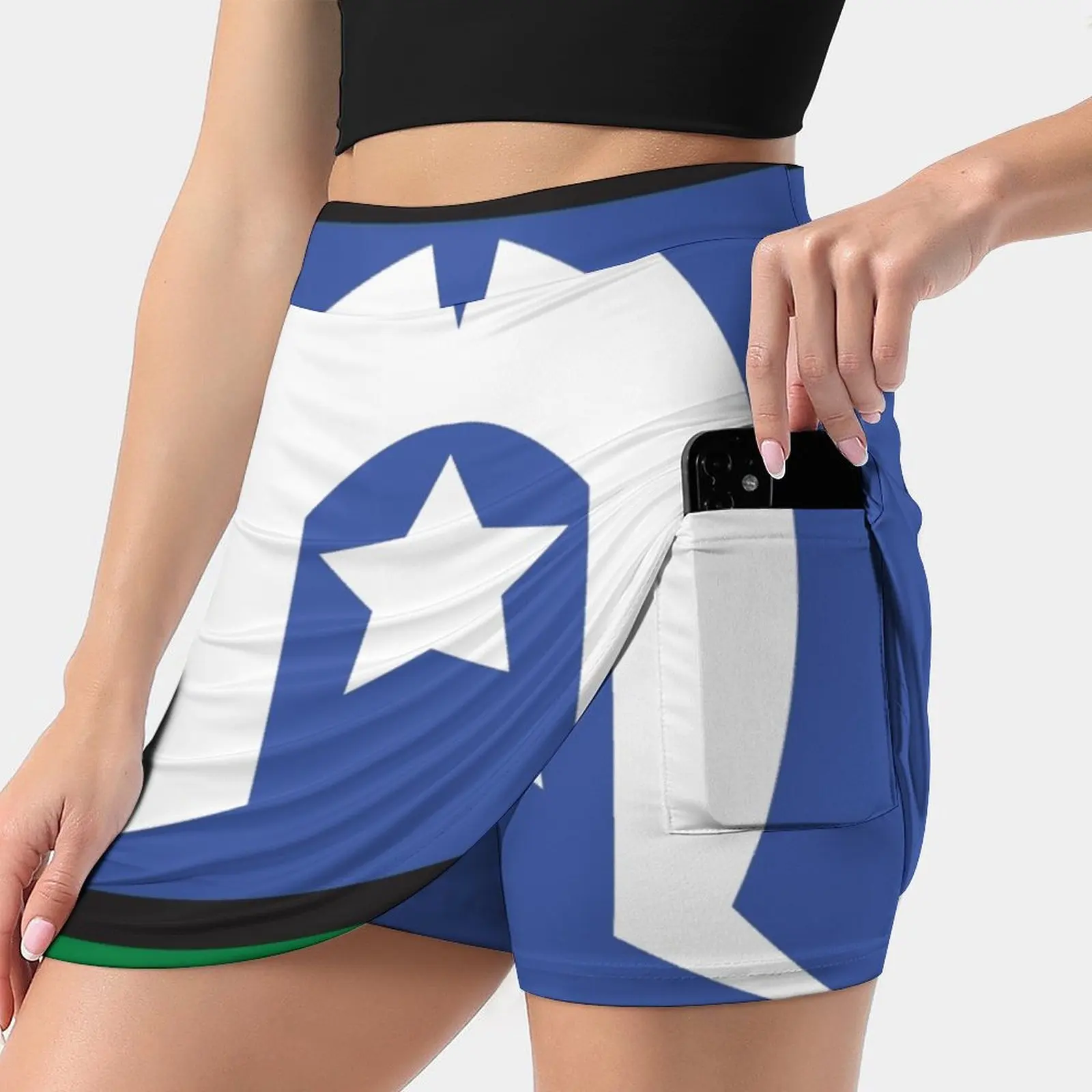 Insulaires Du Détroit de Torres Drapeau jupe femme Sport Skort Jupe Avec Poche Mode Coréenne Style Jupe 4Xl Jupes Du Détroit de Torres