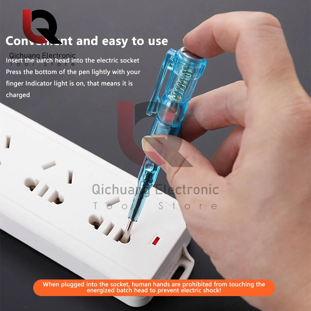 1/5Pcs AC/DC100-500V Voltage Detector Electric Tester Pen Alloy Steel Flat Screwdriver Electrician Maintenance Tools