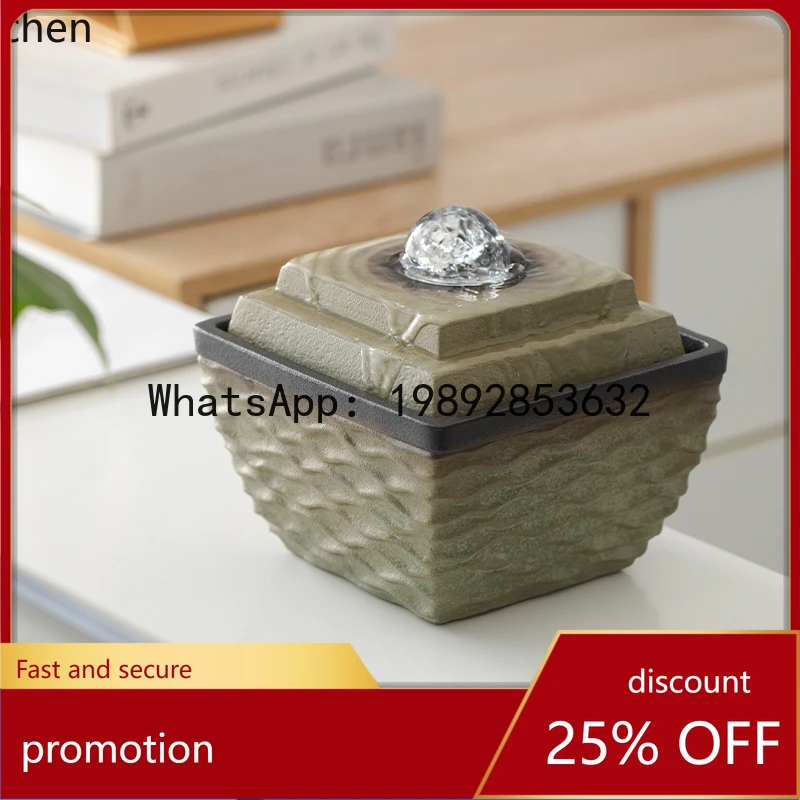 

HTWater Ornament Circulating Water Landscaping Living Room Feng Shui Wheel Decoration Gift for Housewarming and Business Opening