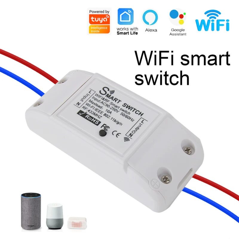 Tuya WiFi Smart Switch APP Wireless Controller Universal Breaker Timer Smart Life Work with LED Light Switch Alexa Accessories