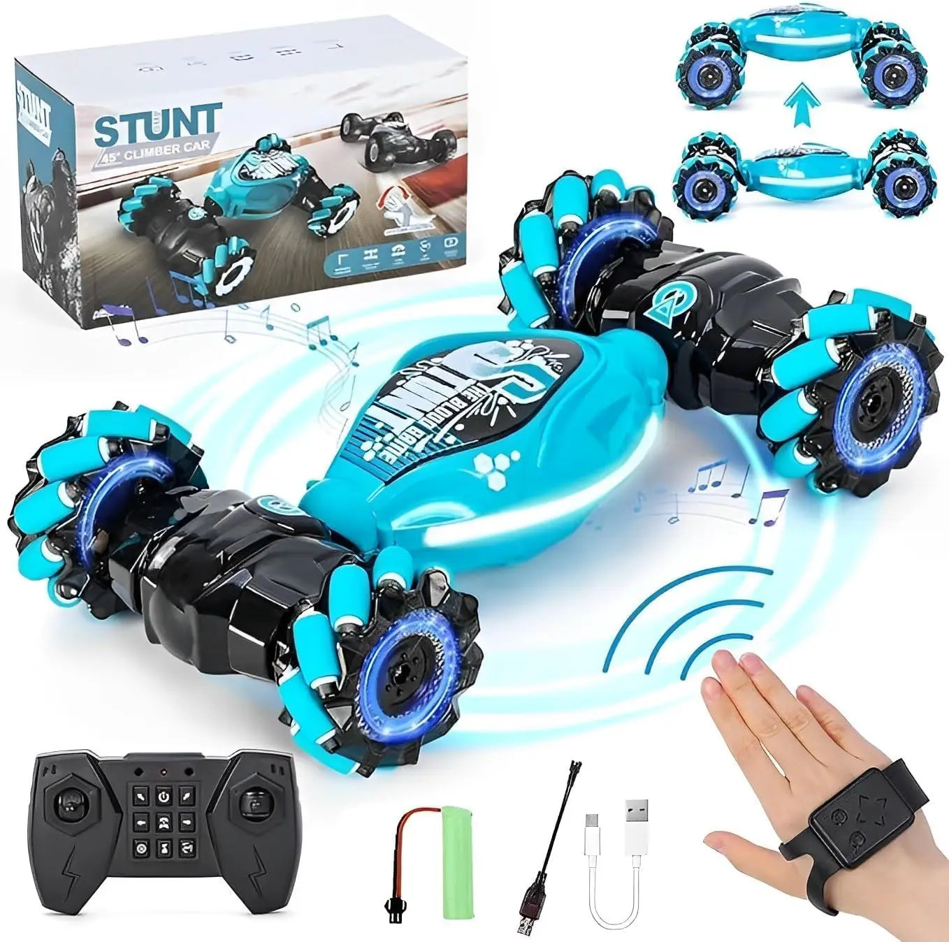 

4WD Stunt Car RC Игрушечный автомобиль, автомобиль с дистанционным управлением для мальчиков и взрослых, вездеходные Monster Trucks для детей 4–12 лет с подсветкой и музыкой
