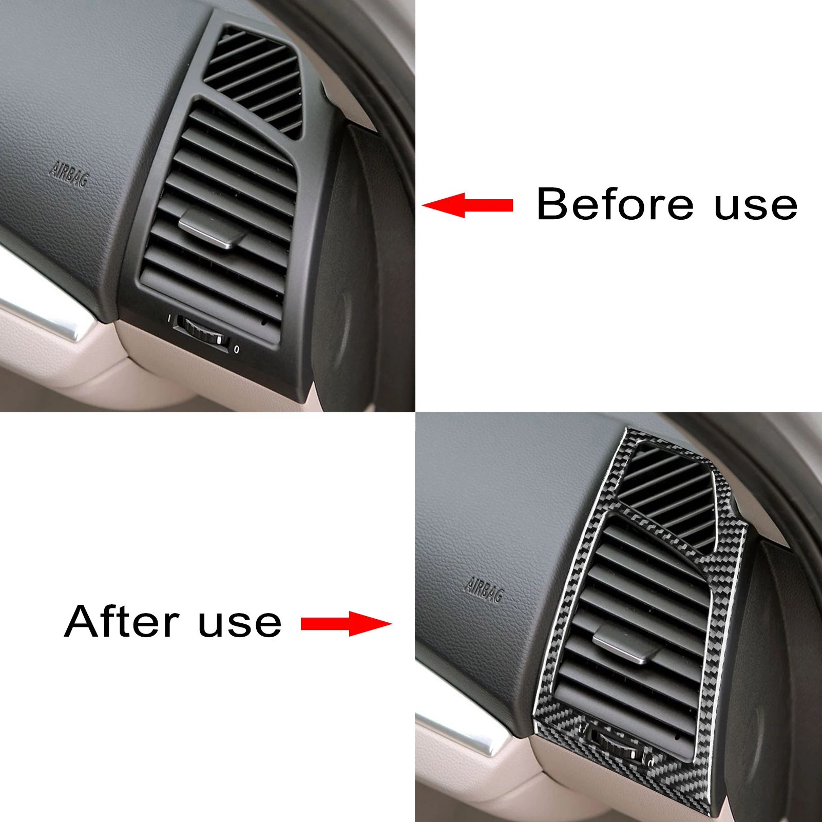 Carbon Fiber Stickers Sides Air Conditioning Outlet Panel Frame Trim For BMW 1 Series E81 E82 E87 E88 2008-2013 Car Accessories