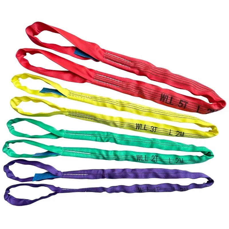 Heavy Duty Round Sling Flexible Lifting Belt With Double Safety Buckle For Industrial Crane And Tree Work Applications